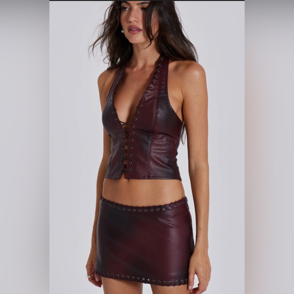 Jaded London Lynx Faux Leather Corset Top